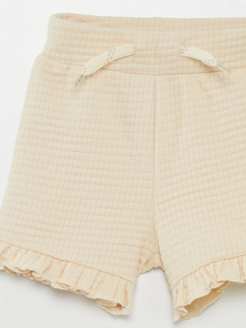 Ensemble T shirt imprimé + short en maille   2 pièces   vert/beige