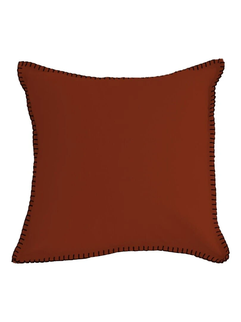 Coussin coton et bourdon noir Rouge brique