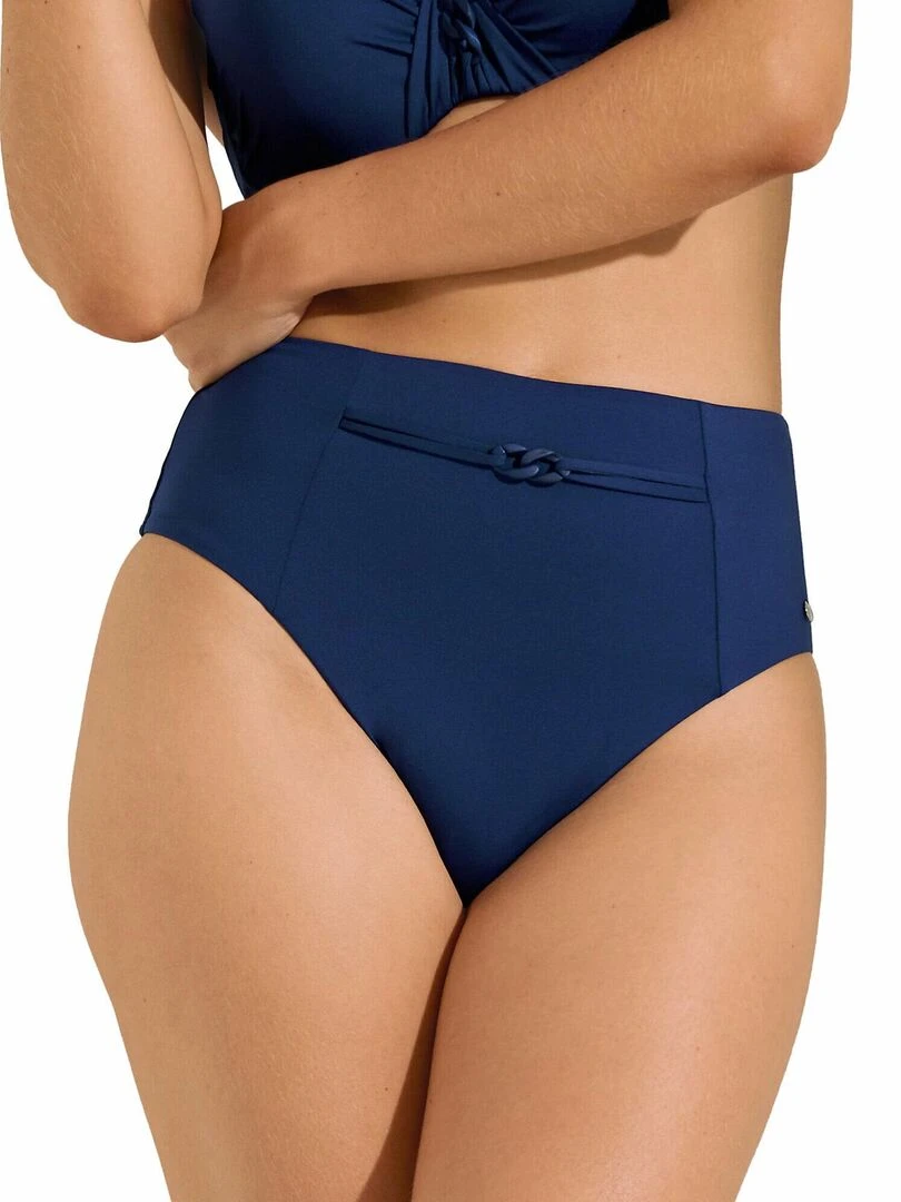 Bas maillot slip de bain échancré taille haute Palma Bleu marine
