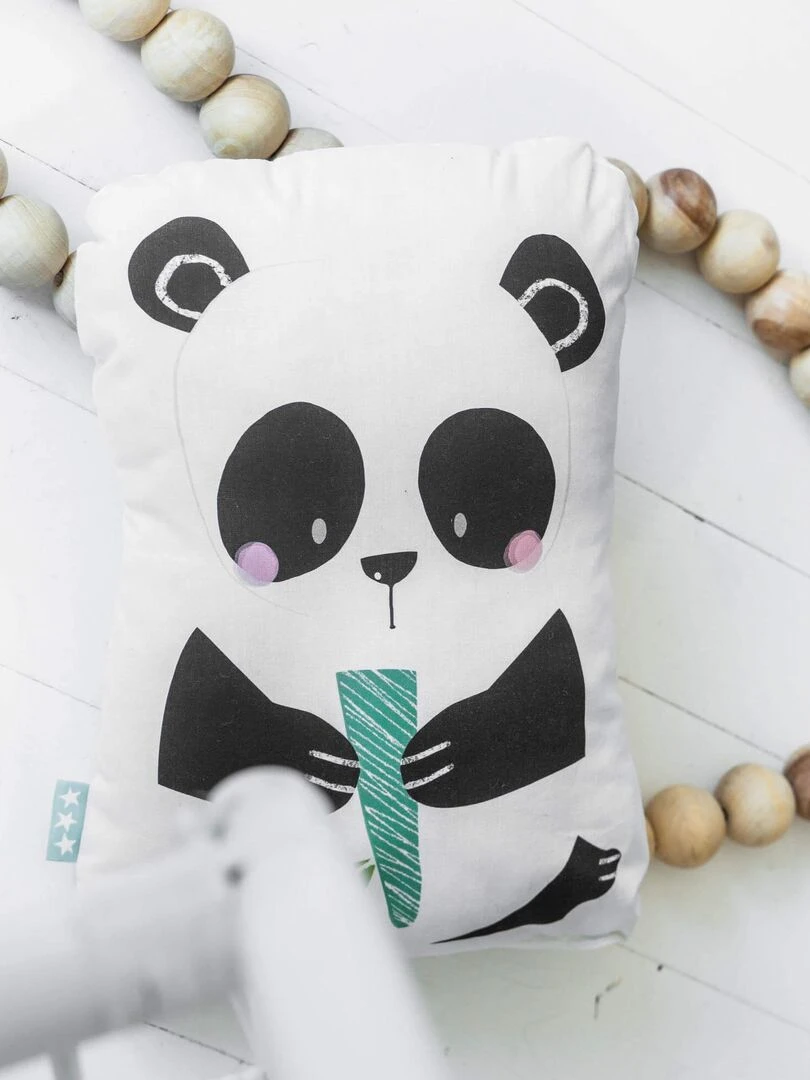 Coussin Panda garden "Happyfriday" Blanc