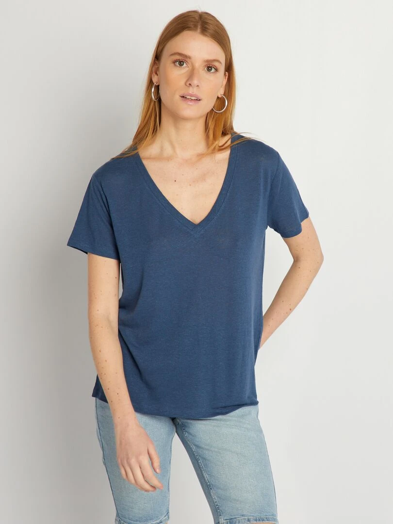 T shirt basique manches courtes   Marine