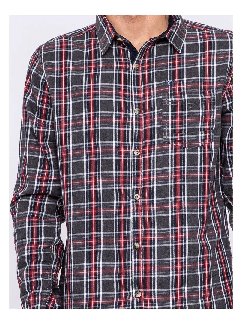 Chemise manches longues carreaux pur coton TILOUP   Rouge