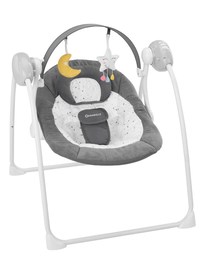 Badabulle Balancelle Electrique Bébé Moonlight Arche de jeux inclus Berceuses Garantie à vie gris anthracite