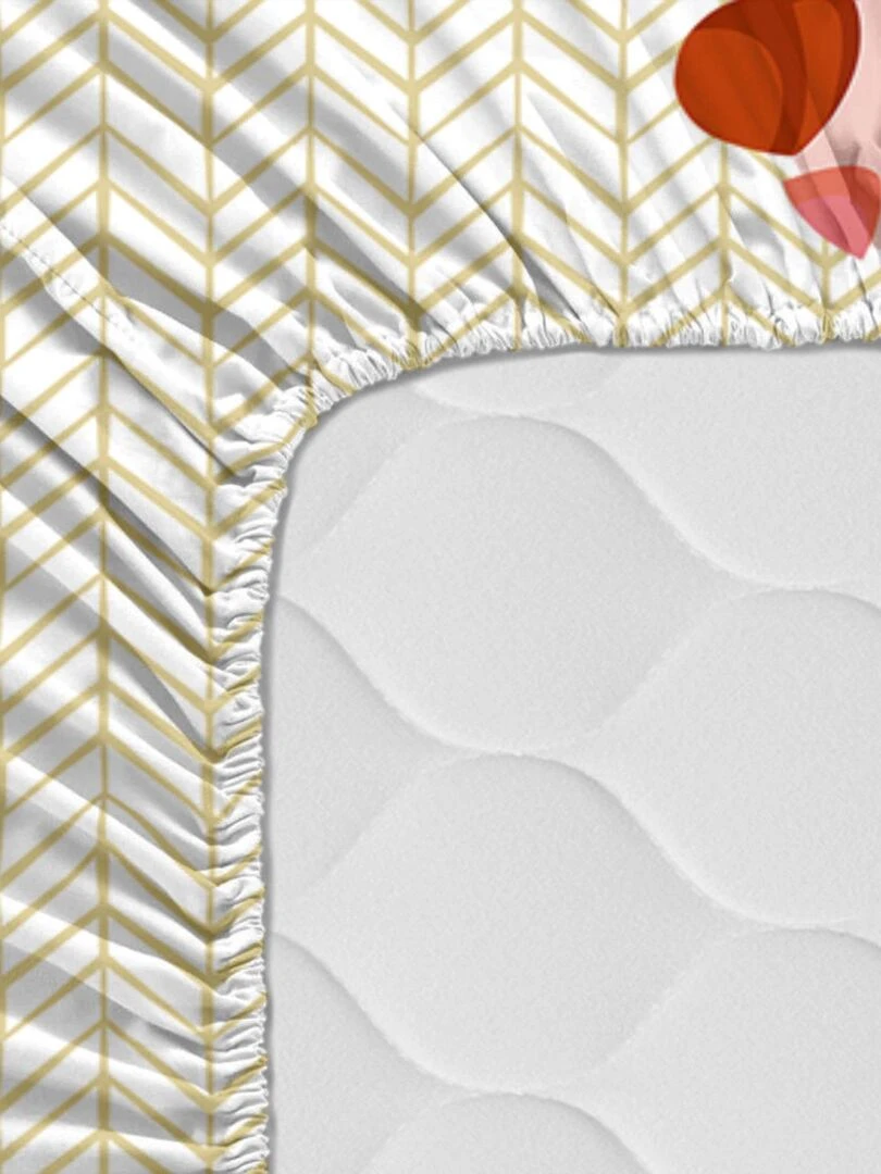 Drap housse Piggys "Happyfriday"   Blanc