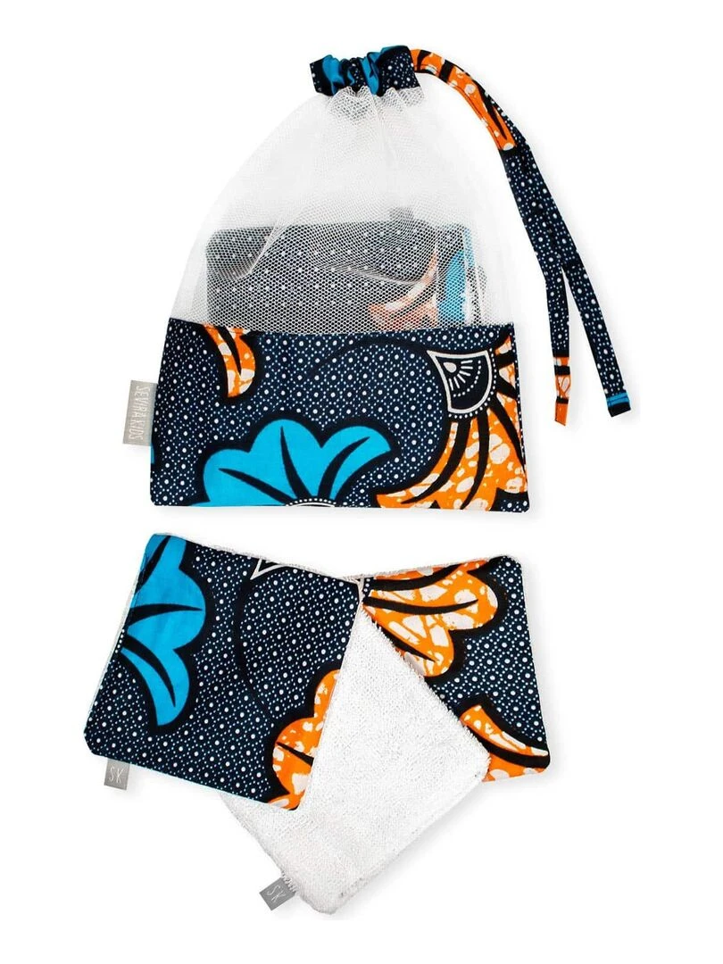 Lingettes lavables 8 pièces Wax Fleurs de mariage Bleu