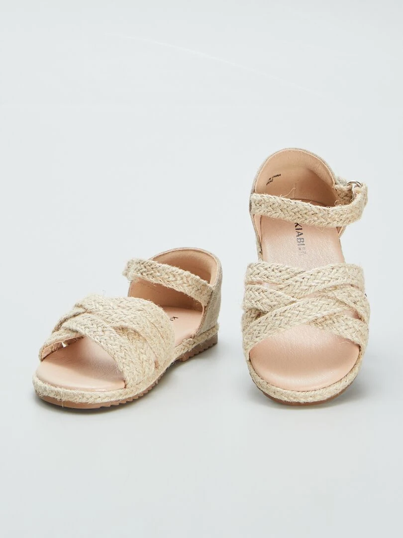 Sandales plates façon corde   Beige