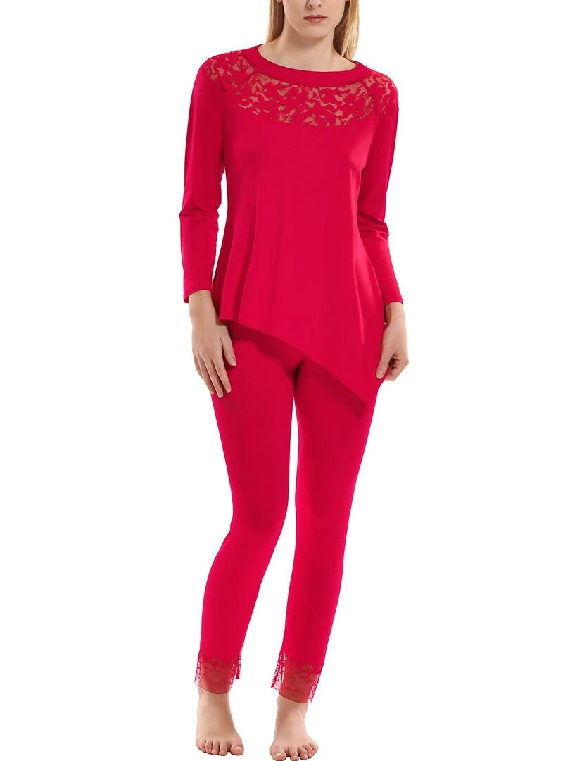 Pyjama pantalon top manches longues Flamenco Rouge