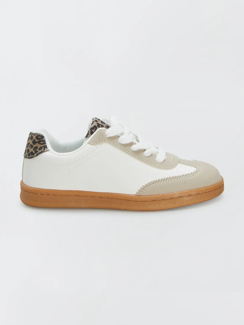 Baskets basses lacets fantaisies blanc