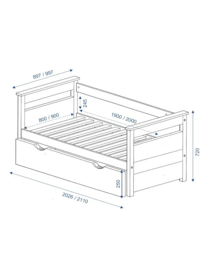 Pack lit gigogne avec 2 matelas Izao   AKITEN RETAIL   Blanc Blanc