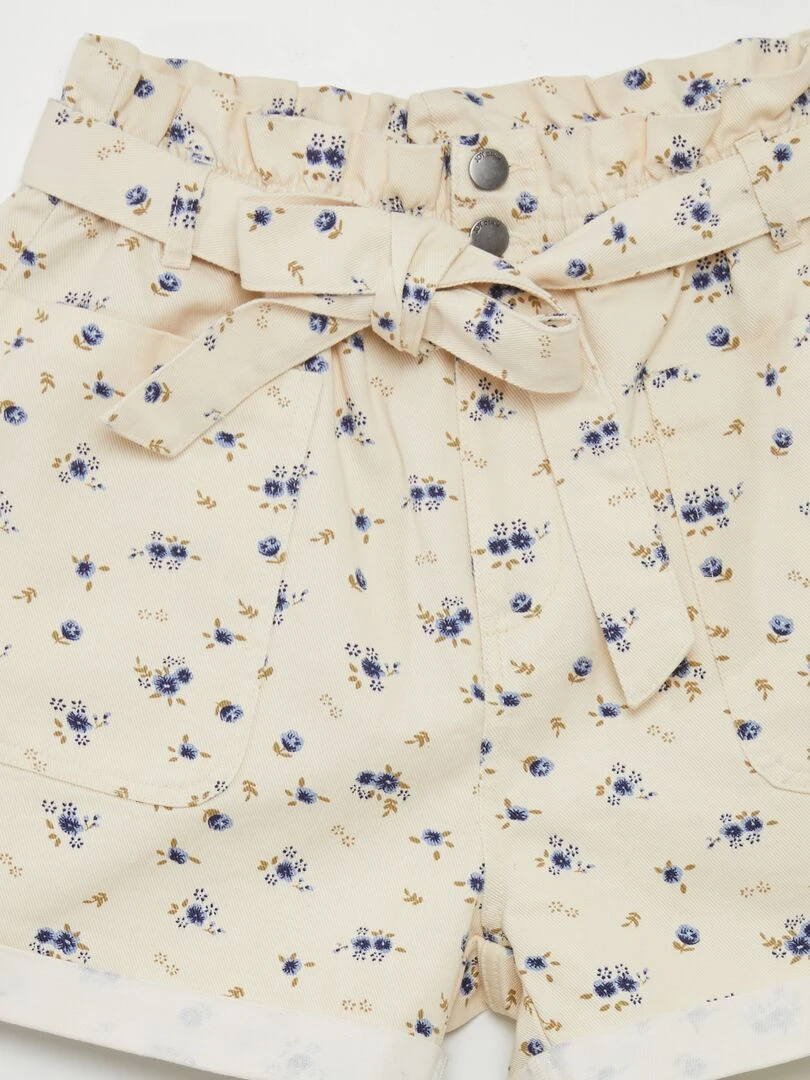 Short fleuri paper bag 'JDY'   Beige