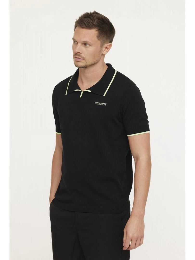 Lee Cooper Polo manches courtes coton regular BLOOM Noir