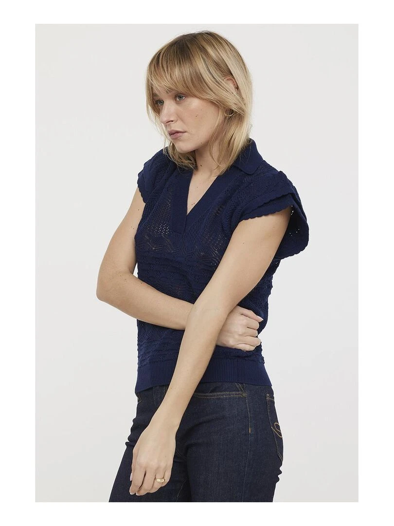 Lee Cooper   Polo manches courtes coton regular BIMIA   Bleu marine