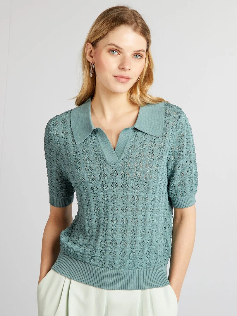 Pull en maille crochet   Vert