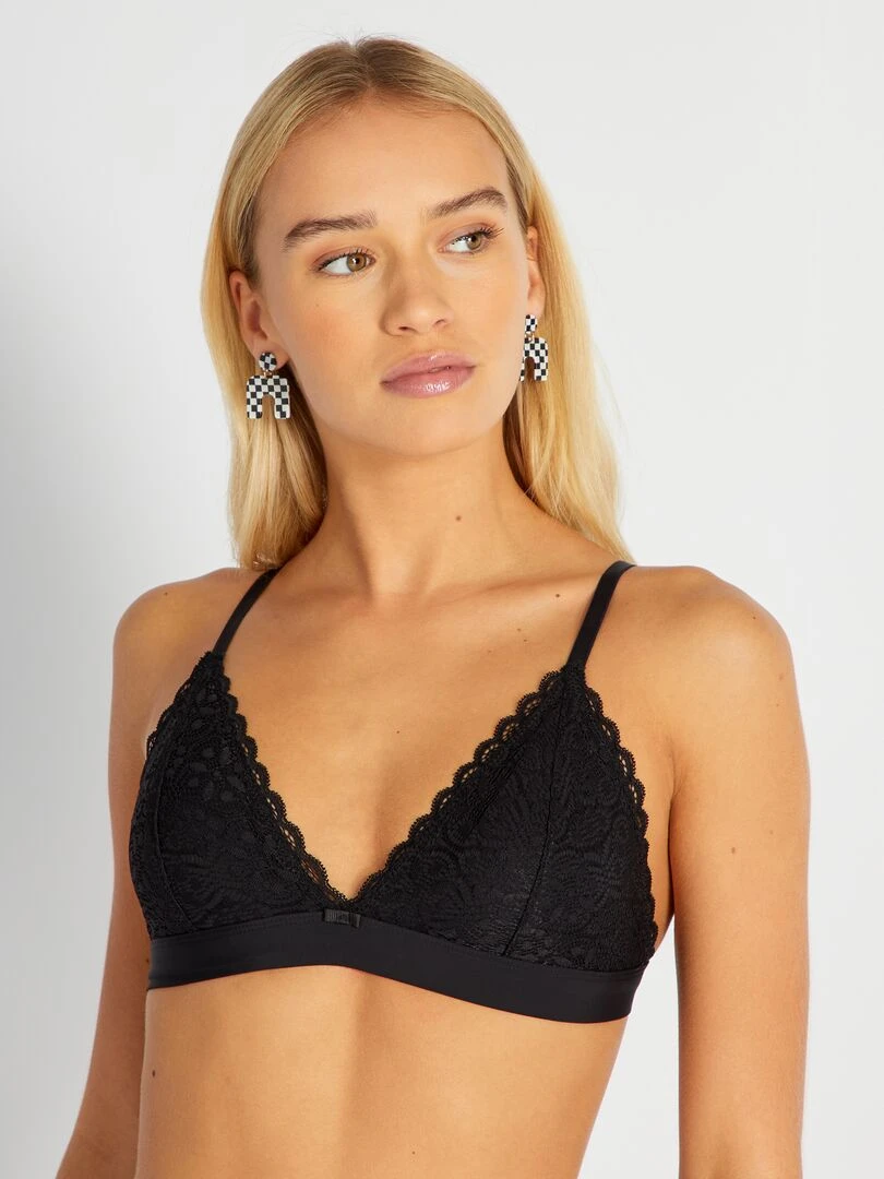 Triangle dentelle paddé noir