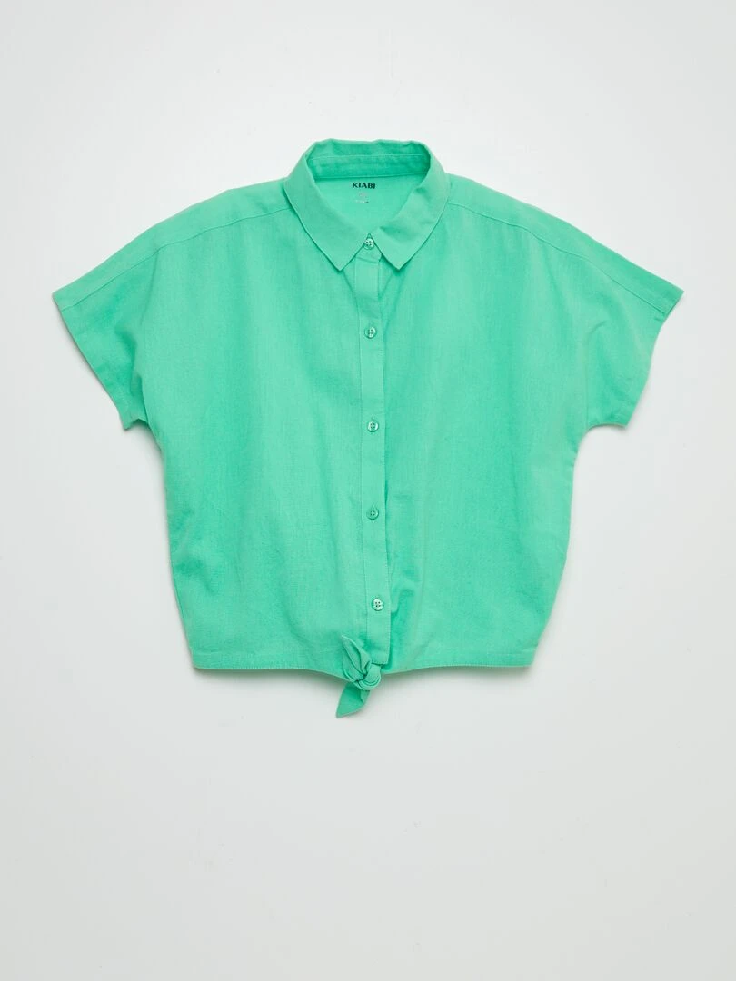 Chemise à nouer en coton et lin Vert