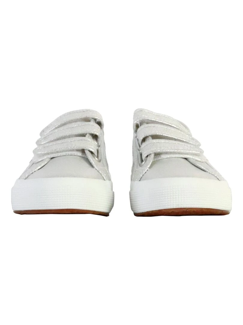 Basket Basse à Scratch Superga Straps Lame   Gris