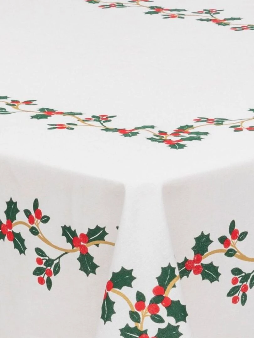 Nappe 140x240 cm Houx coton   Blanc