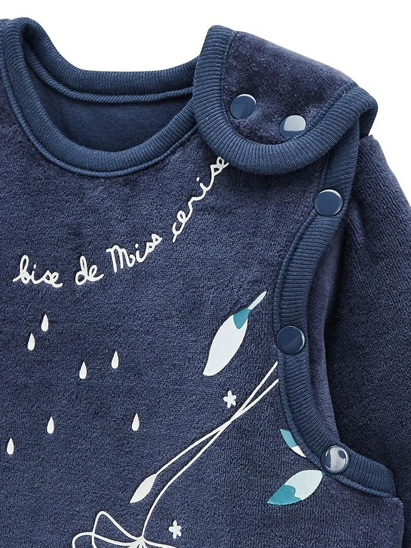 Gigoteuse d'hiver en velours avec manches amovibles Misscerise   Bleu