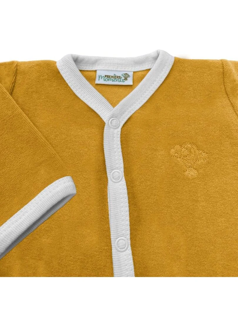 Pyjama velours 100% coton biologique 1 à 6 mois Moutarde