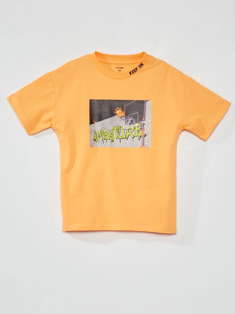 T shirt en jersey 'Tennis' manches courtes Orange