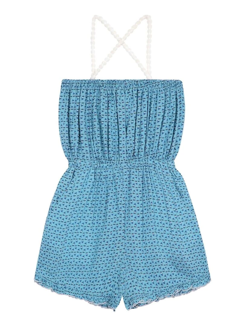 Combishort   fleuri   Effet soie  ATHENA   'LA FAUTE A VOLTAIRE'   Bleu Vert