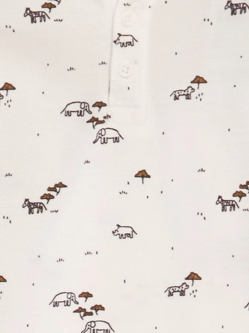 Polo en piqué de coton avec imprimé Blanc 'savane'