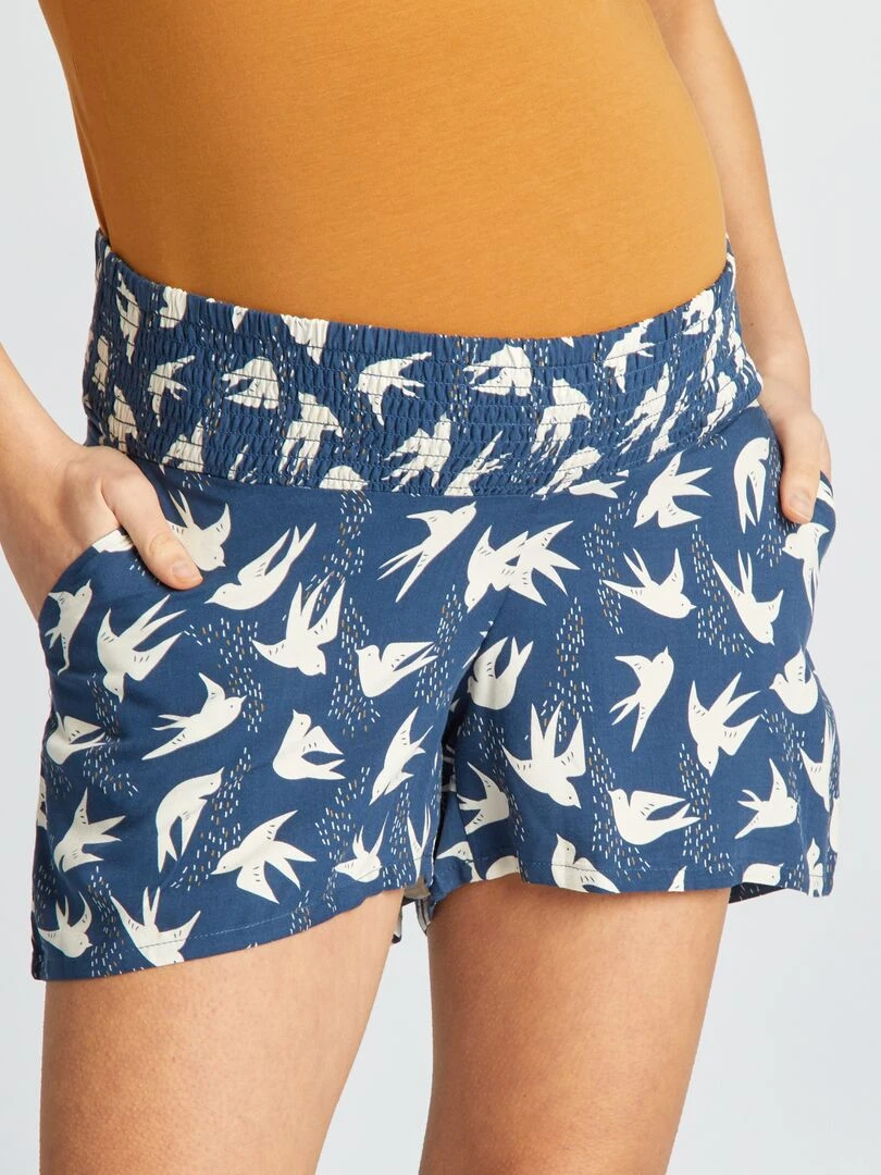 Pyjama t shirt short d'allaitement   2 pièces   Bleu marine/camel