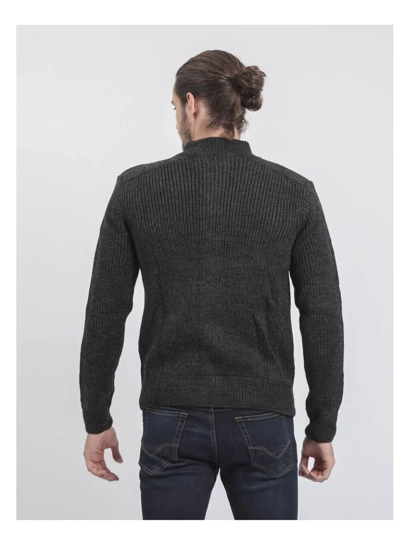 Gilet zippé col montant LACHILI Gris foncé