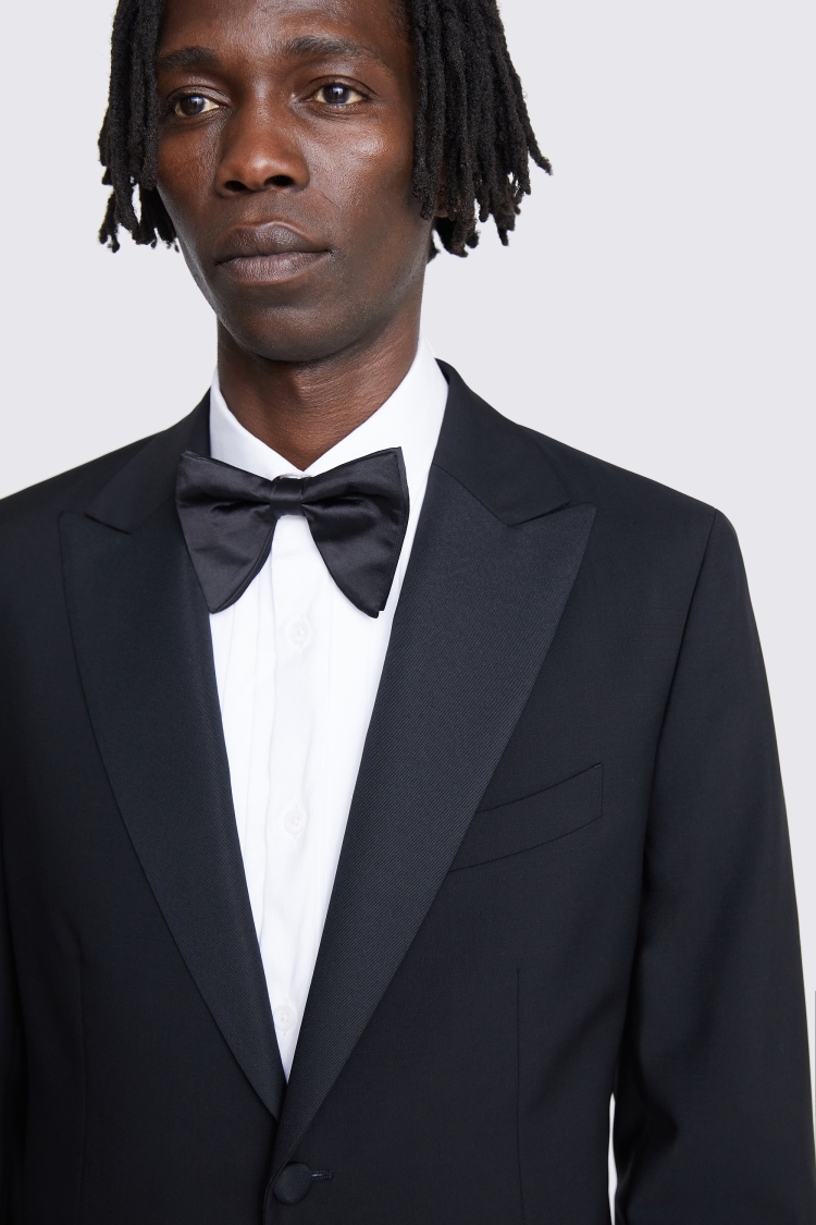 Italian Tailored Fit Black Peak Lapel Tuxedo Jacket   Buy Online at Moss