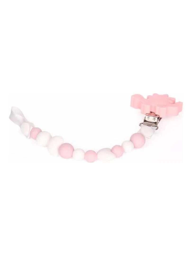 Attache Sucette Non Toxique Dino   Rose
