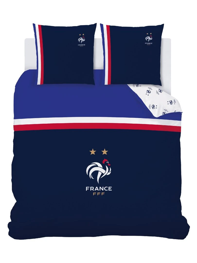 Parure de lit imprimée 100% coton  FFF DRAPEAU   Bleu marine