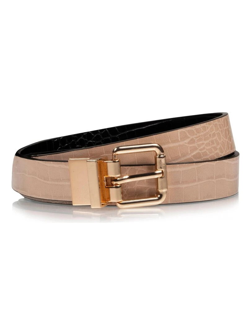 Ceinture Femme 2 en 1 Noir et Beige Noir Beige