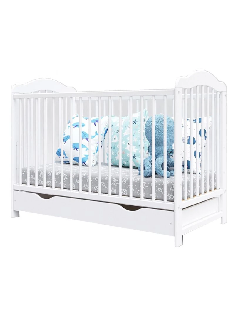 Lit bébé évolutif avec tiroir   CHIARA   120x60 cm   Blanc