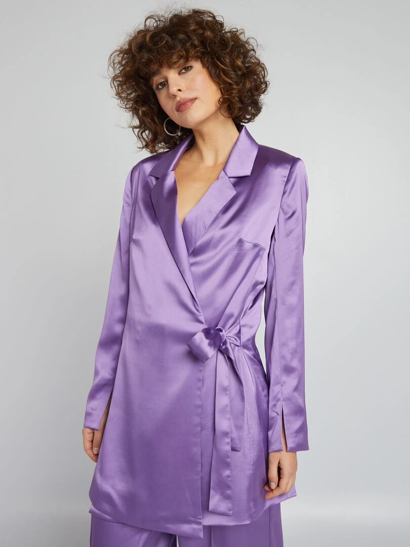 Veste longue en satin Violet