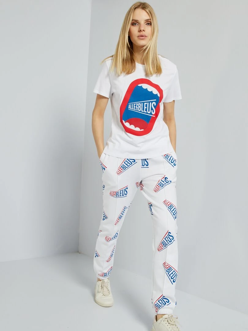 T shirt en jersey Allez Les Bleus Blanc
