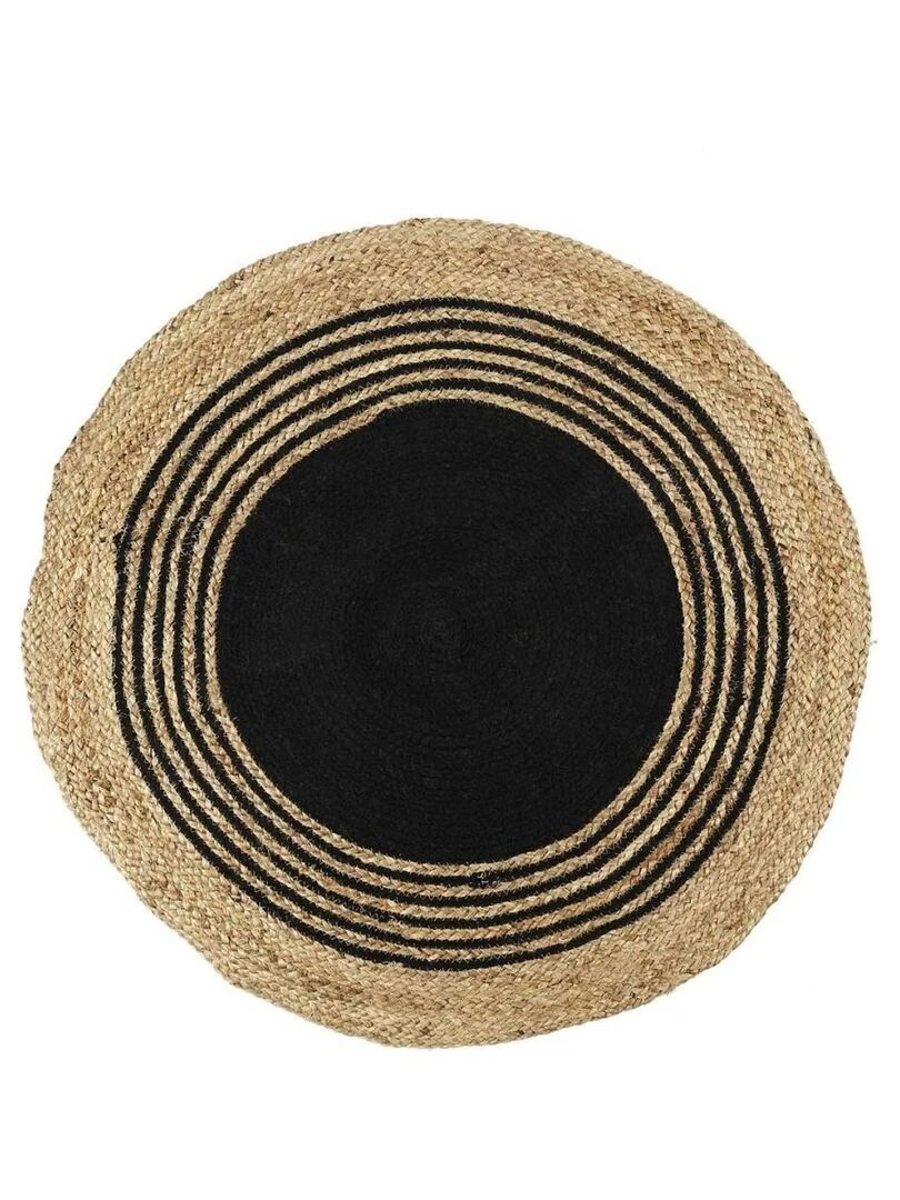 Tapis rond jute coton noir D90 Noir
