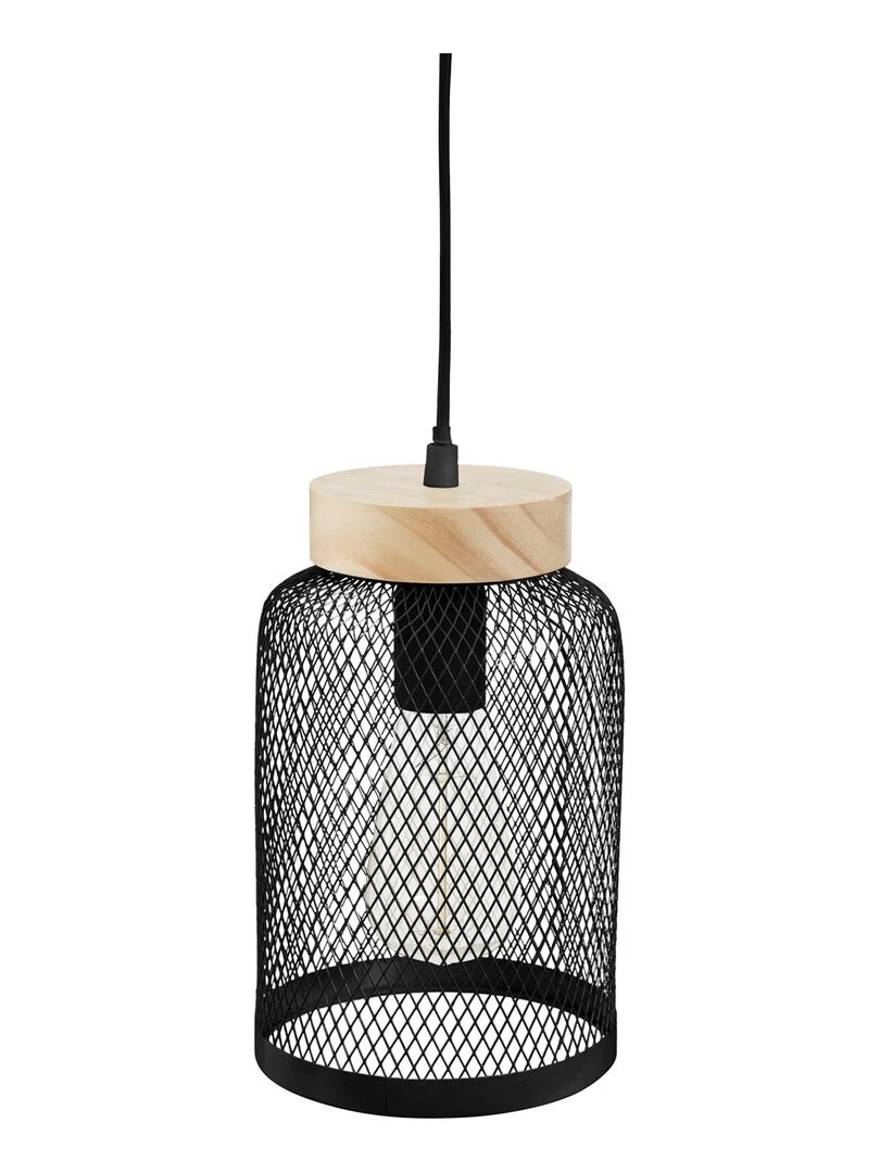 Suspension en métal et bois Noir
