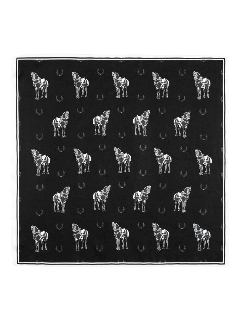 Carré de soie Piccolo Equidae Noir