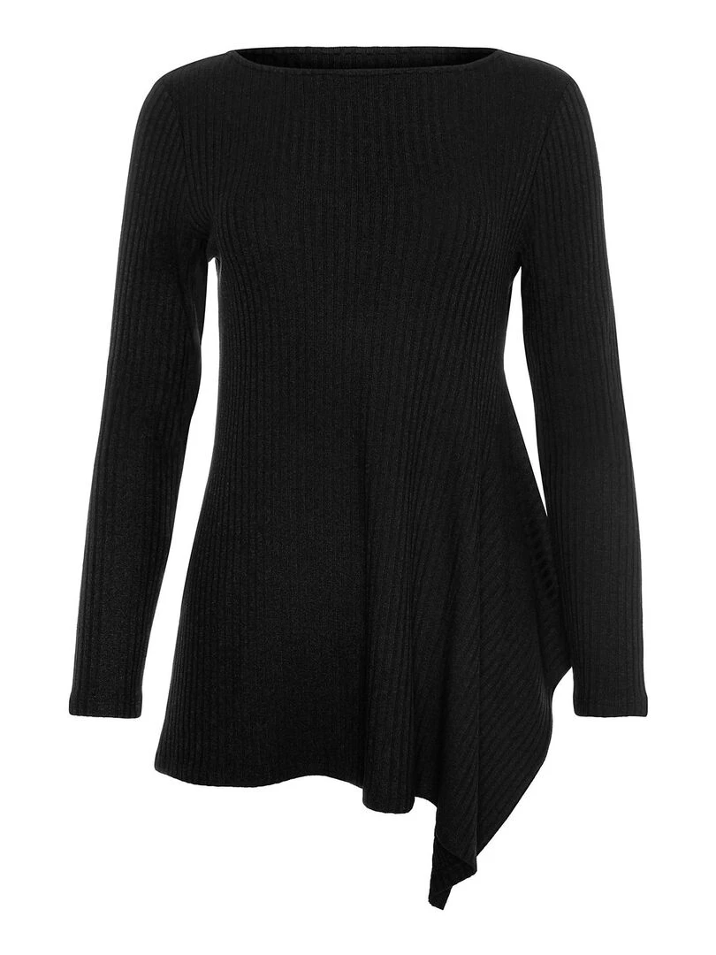 Top asymétrique manches longues Cosy   Noir