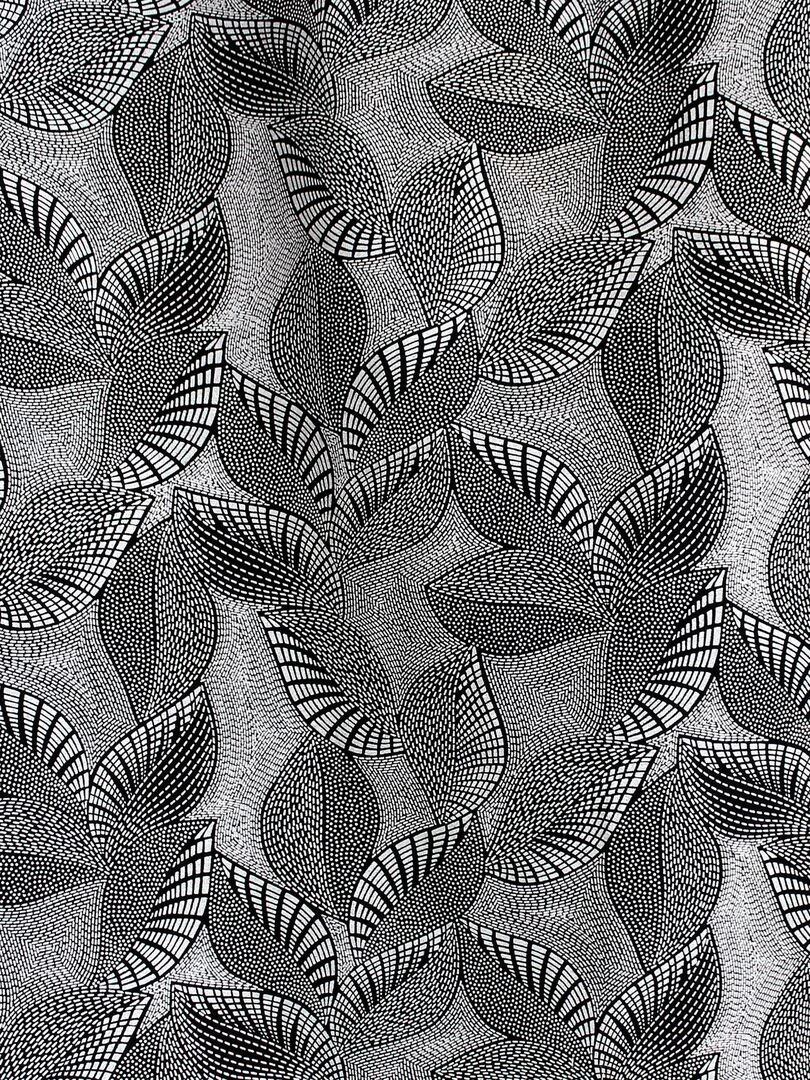 Rideau d'ameublement aux feuillages graphiques   Noir