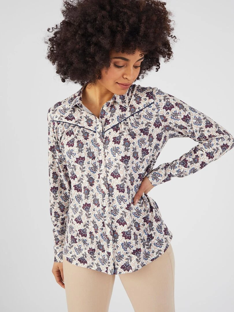 Chemisier maille chaude fibres recyclées   Damart   Blanc Ecru