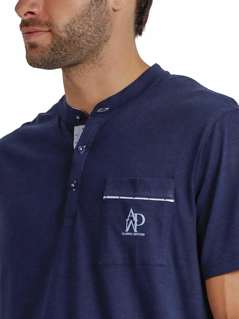 Pyjama short t shirt Stripes And Dots   Bleu