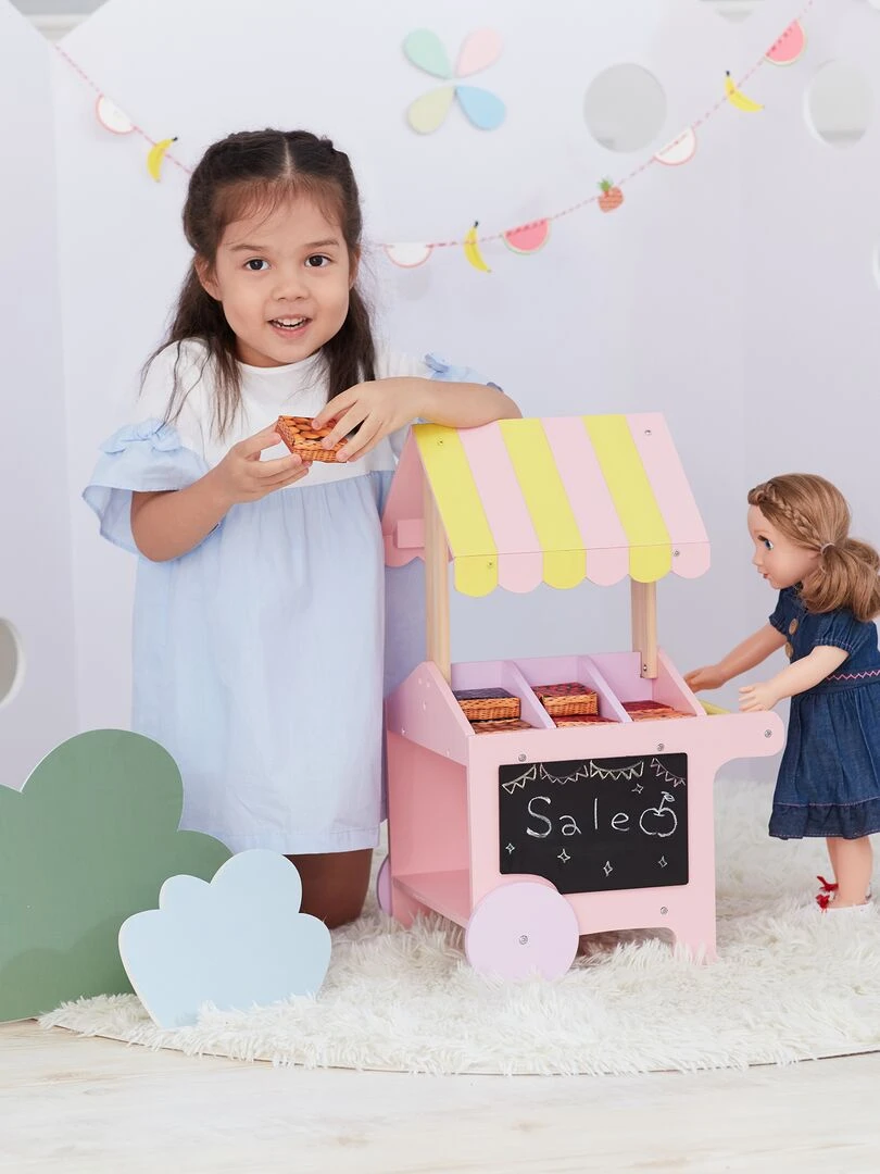 Chariot à poupée en bois pâtisseries accessoires de jeu poupées de 40 45 cm Olivia’s Little World   N/A