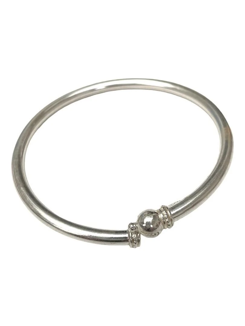 Bracelet indien jonc rigide arrondi  Bijoucolor   Argent