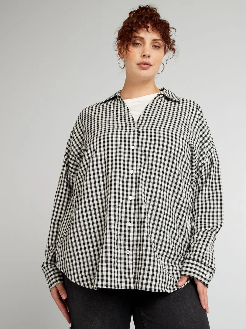 Chemise à carreaux vichy   Noir