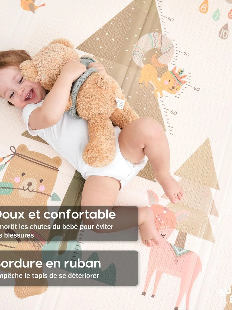 Tapis de Jeu en mousse  épais et pliable pour enfants   FISH XXL   SUPERBE BEBE   Beige