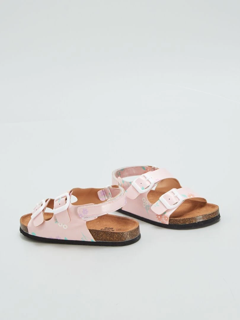 Mules avec scratchs aux chevilles   Rose
