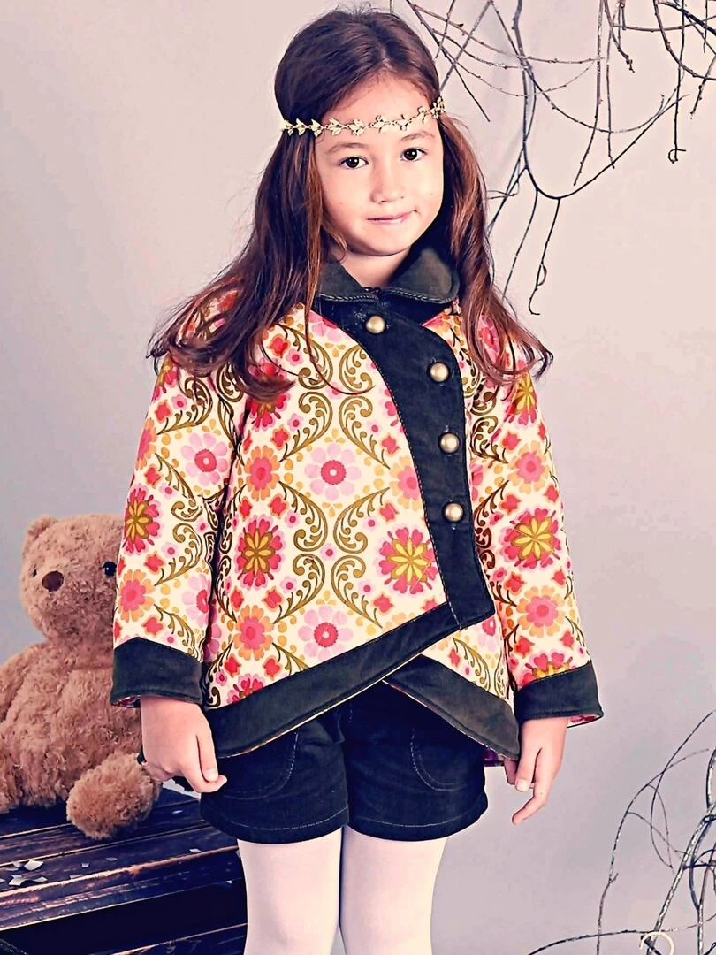 Manteau court fleuri CAPUCINE 'LA FAUTE A VOLTAIRE' Orange