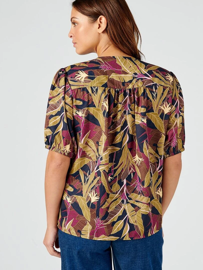Chemisier imprimé tropical   Damart   Kaki