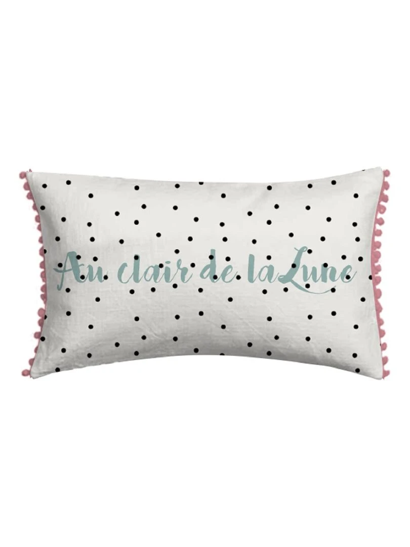 Future Home Coussin coton blanc à poids noirs 30x50cm Blanc